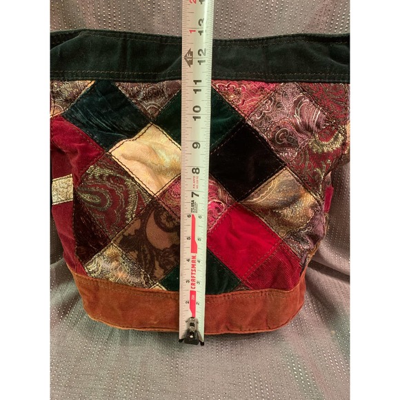Lucky Brand Y2K Patchwork Velour/Plush/Tapestry Paisleys Hobo Shoulder Bag — H - Picture 5 of 12